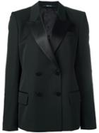 Maison Margiela Satin Lapel Blazer, Women's, Size: 40, Black, Viscose/cotton/virgin Wool/silk