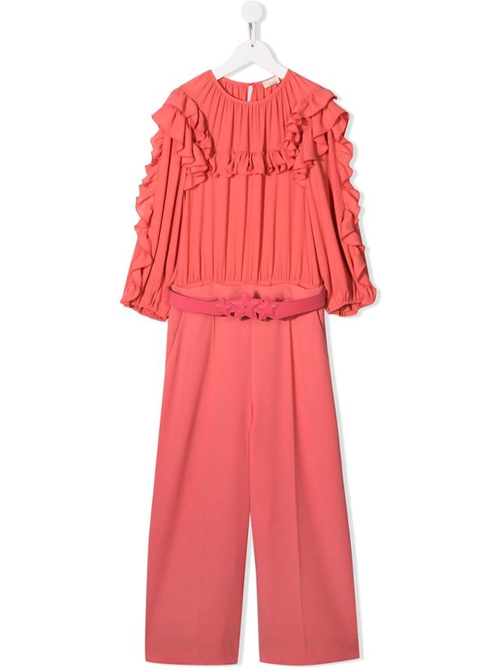 Elisabetta Franchi La Mia Bambina Teen Ruffle-trimmed Jumpsuit - Pink