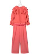 Elisabetta Franchi La Mia Bambina Teen Ruffle-trimmed Jumpsuit - Pink