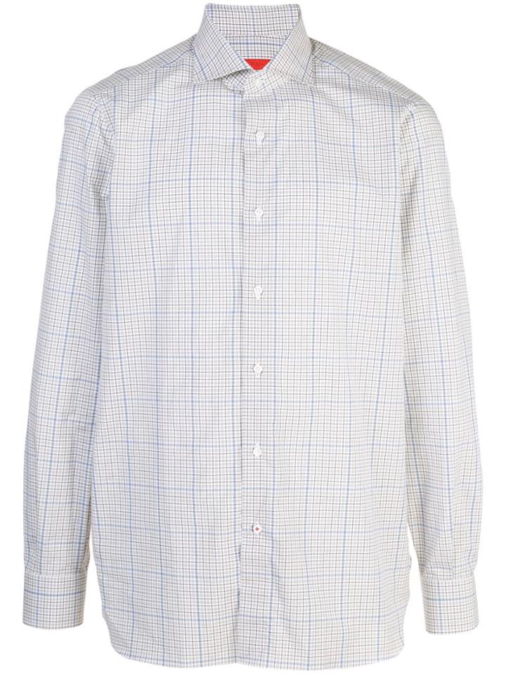 Isaia Tan Checked Shirt