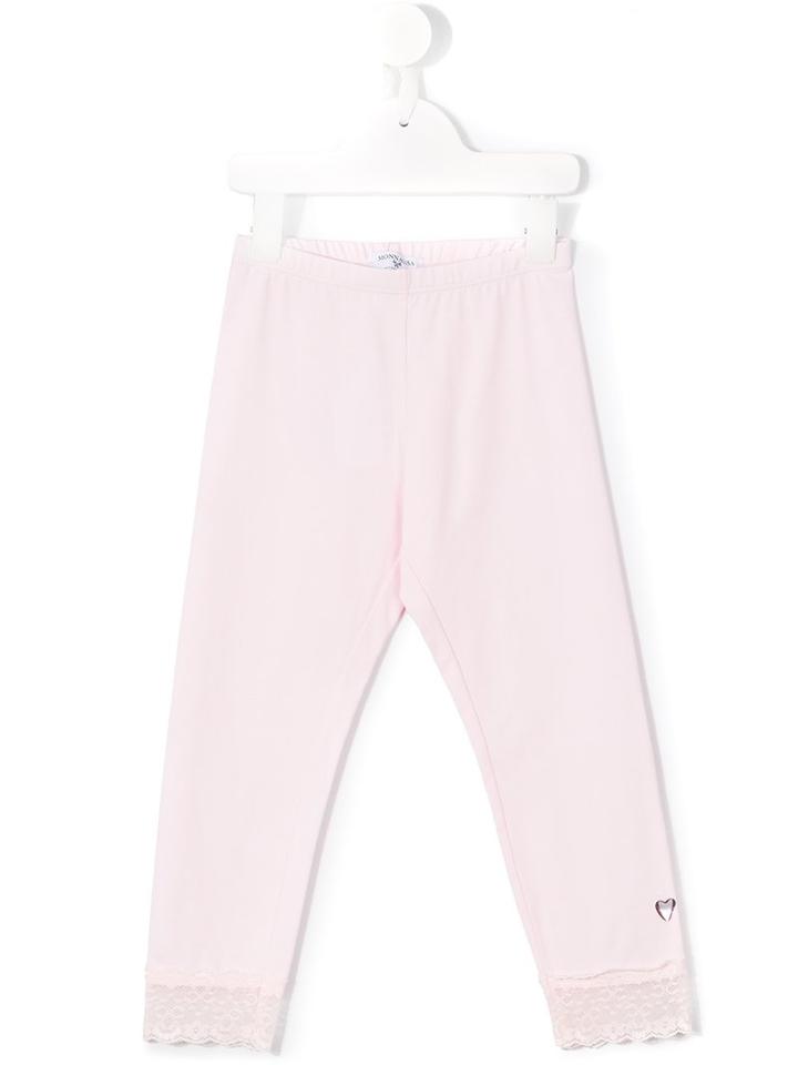 Monnalisa Lace Trim Leggings, Toddler, Size: 2 Yrs, Pink/purple