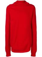 Jil Sander Asymmetric Knitted Sweater - Red