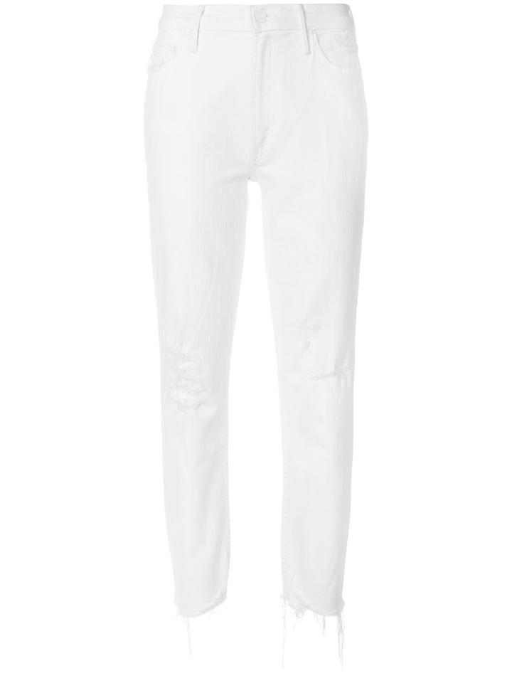 Mother Cropped Straight Leg Jeans - White