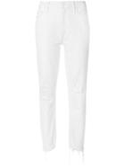 Mother Cropped Straight Leg Jeans - White