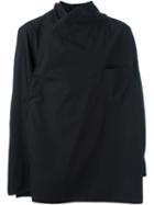 Ziggy Chen Wrap Detail Shirt, Men's, Size: 46, Black, Cotton