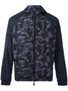 Armani Jeans Camouflage Print Windbreaker, Men's, Size: 48, Blue, Polyester