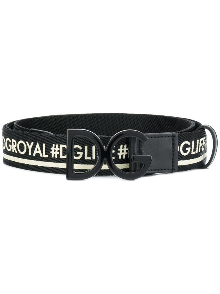 Dolce & Gabbana #dg Millennials Logo Buckle Belt - Black
