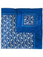 Salvatore Ferragamo Horse Print Pocket Square, Men's, Blue, Silk