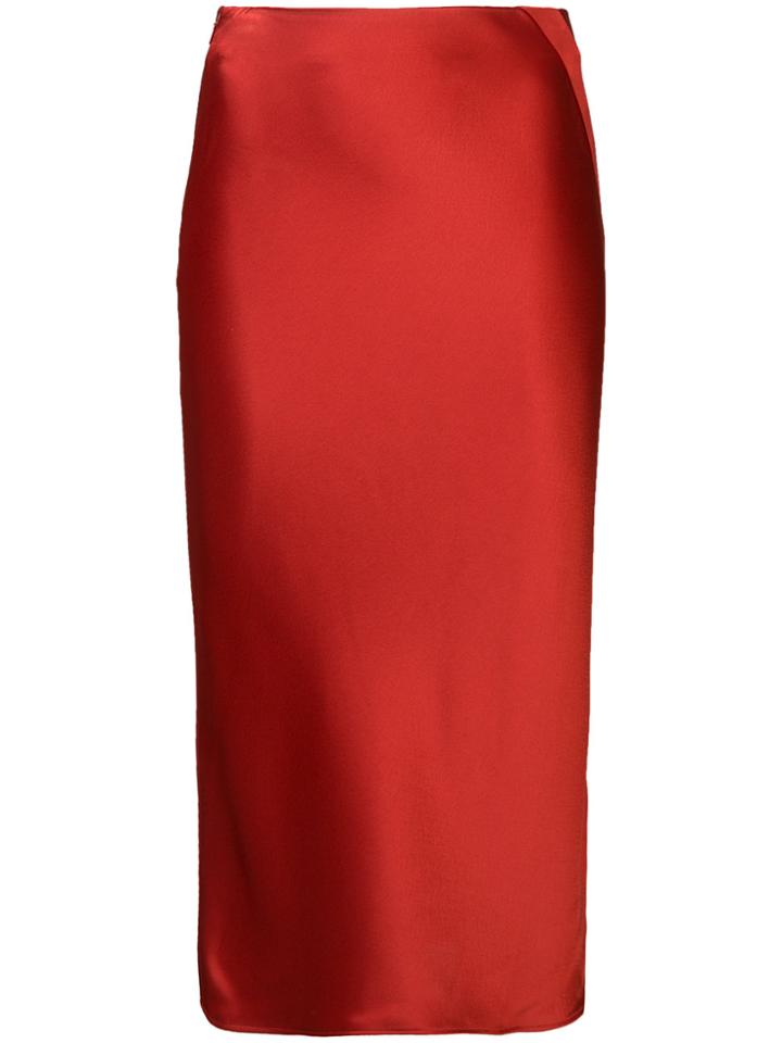 T By Alexander Wang Satin Pencil Skirt - Red