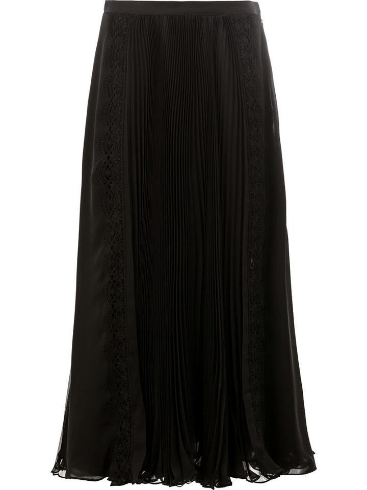 Oscar De La Renta Pleated Midi Skirt, Women's, Size: 8, Black, Silk