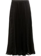 Oscar De La Renta Pleated Midi Skirt, Women's, Size: 8, Black, Silk