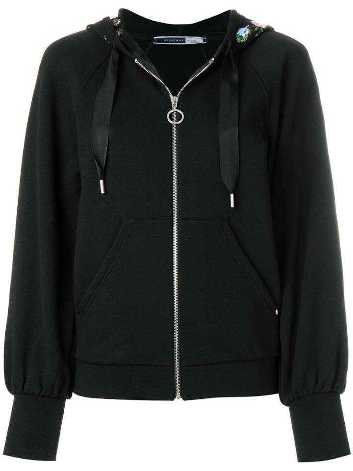 Sportmax Embroidered Rose Zipped Sweatshirt - Black