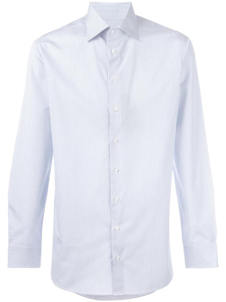Giorgio Armani Striped Shirt, Men's, Size: 39, White, Cotton