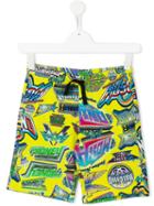 Moschino Kids Printed Shorts, Boy's, Size: 12 Yrs, Yellow/orange