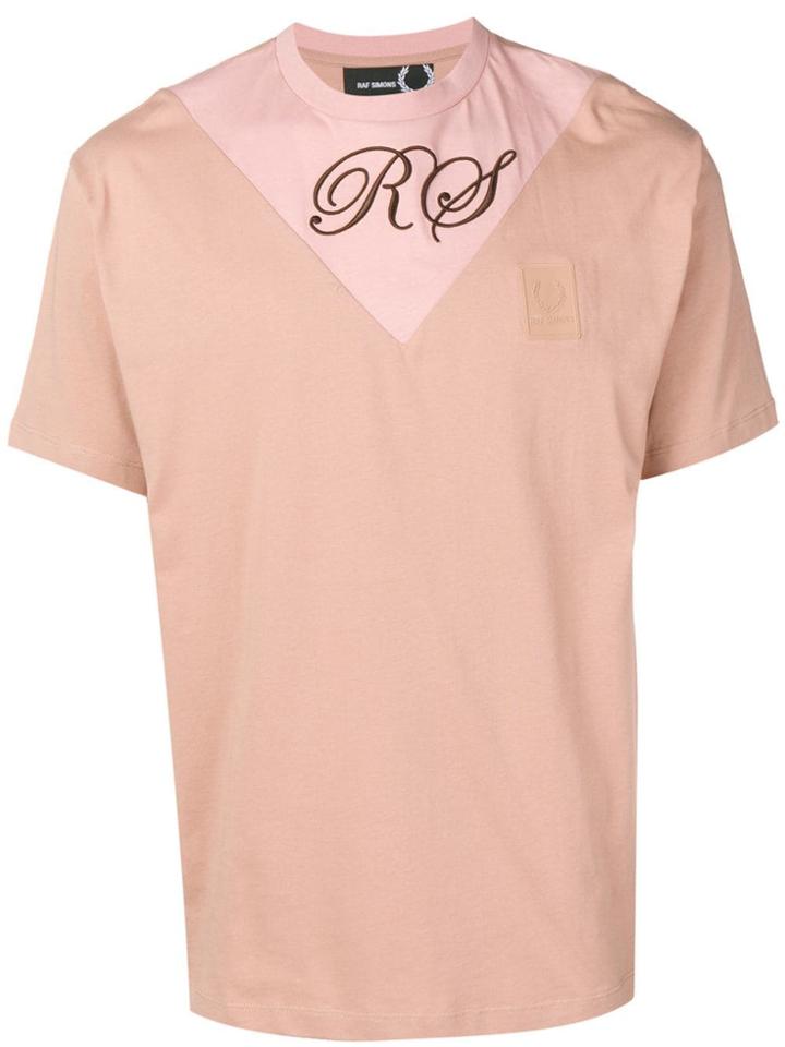 Raf Simons X Fred Perry Logo Colour Block T-shirt - Pink