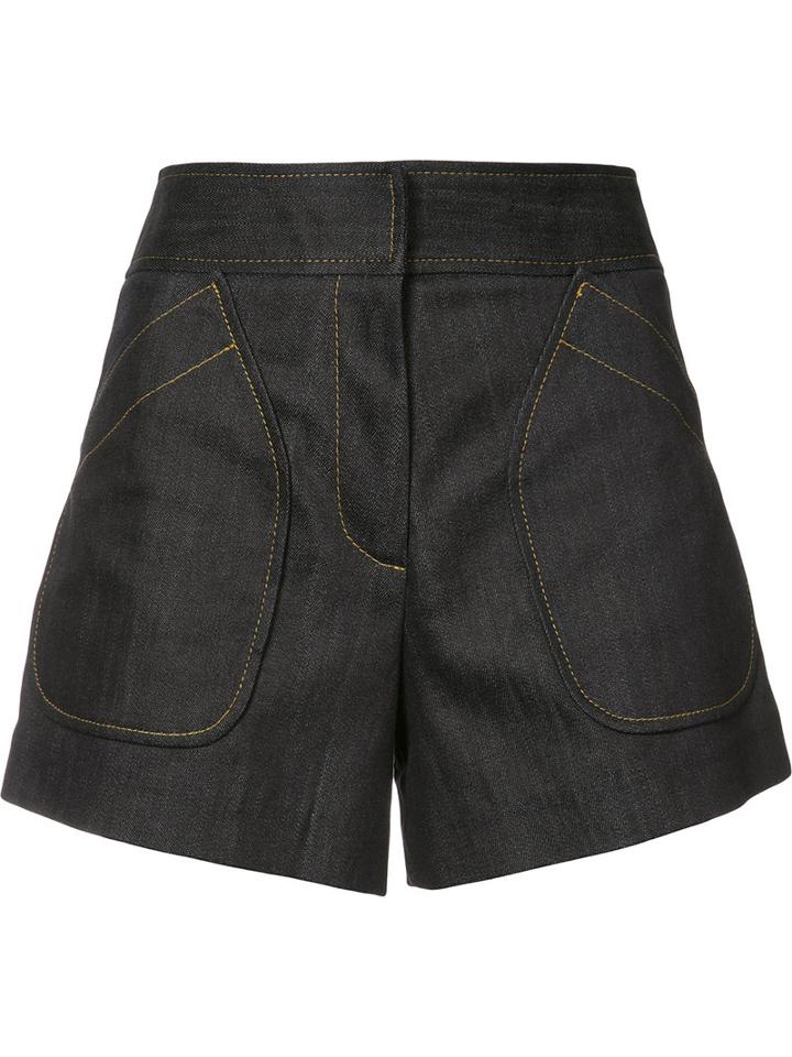 Derek Lam - Patch Pockets Denim Shorts - Women - Cotton/elastodiene - 42, Women's, Blue, Cotton/elastodiene