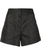 Derek Lam - Patch Pockets Denim Shorts - Women - Cotton/elastodiene - 42, Women's, Blue, Cotton/elastodiene