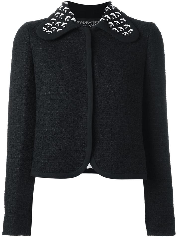 Giambattista Valli Tweed Jacket, Women's, Size: 46, Black, Cotton/polyamide/virgin Wool/silk