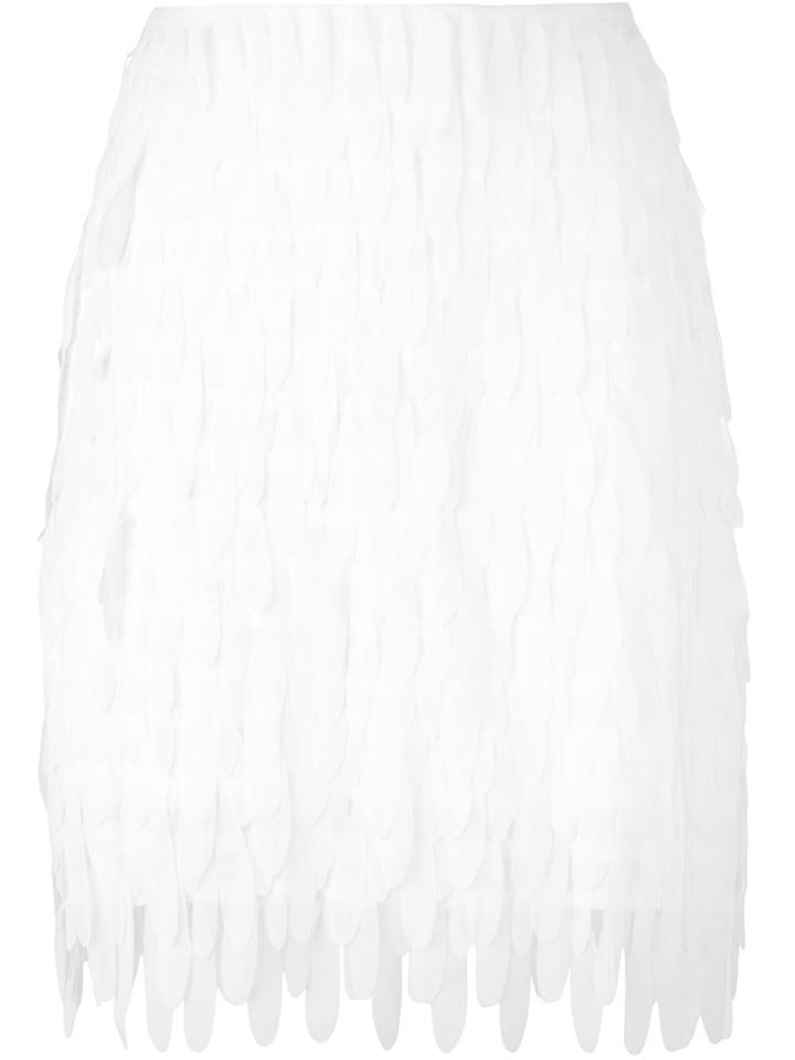 Peter Jensen Scalloped Detailing Short Skirt, Women's, Size: Medium, White, Polyester/viscose