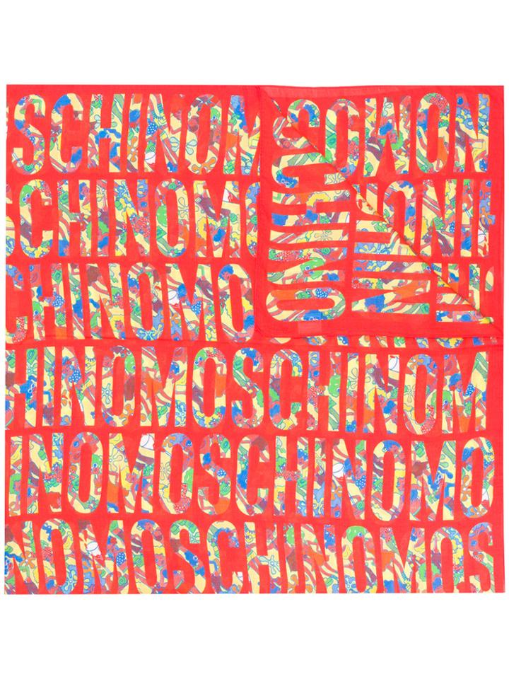 Moschino Graphic Logo Print Scarf - Red