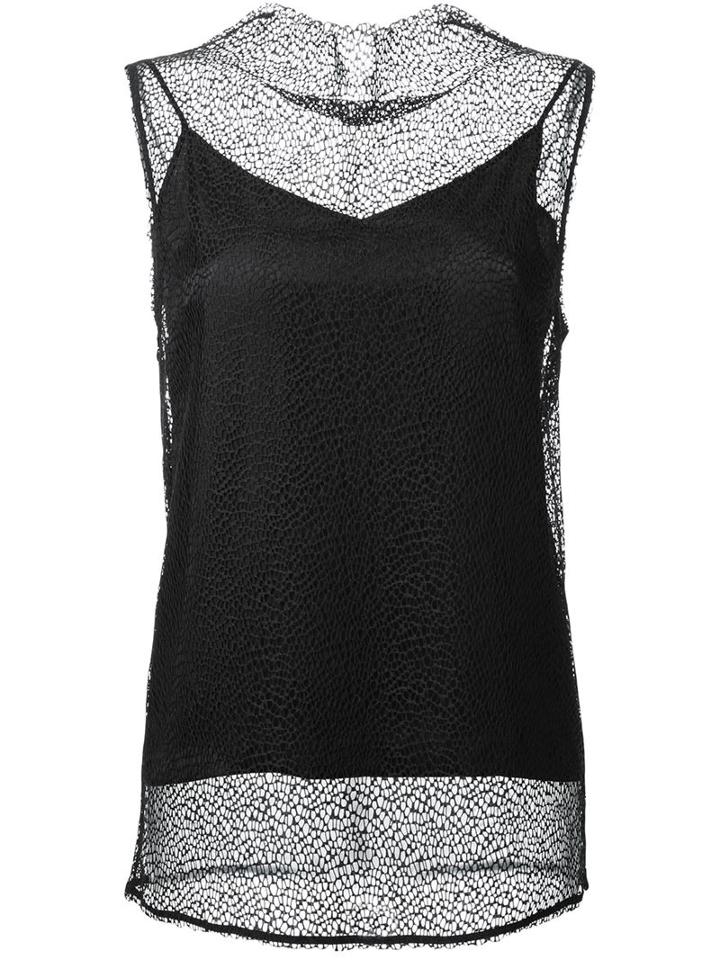 Le Ciel Bleu Mesh Lace Tank Top, Women's, Size: 38, Black, Polyester