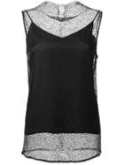 Le Ciel Bleu Mesh Lace Tank Top, Women's, Size: 38, Black, Polyester