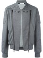 Pierre Balmain Padded Ribbed Bomber Jacket, Men's, Size: 48, Grey, Cotton/polyester