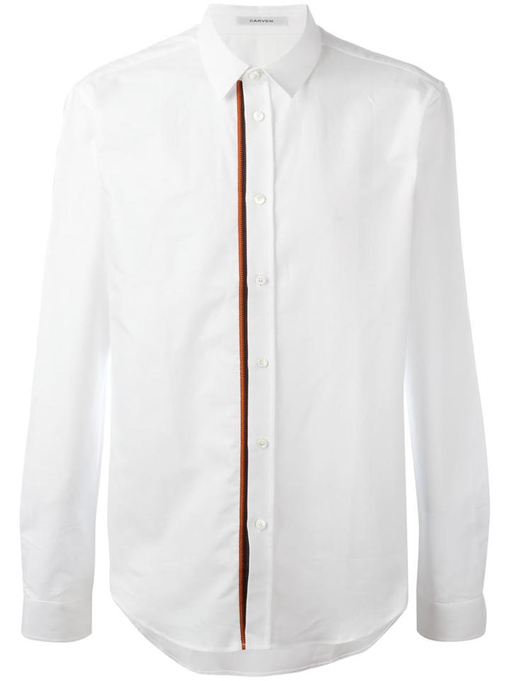 Carven Placket Detailing Shirt, Men's, Size: 42, White, Cotton