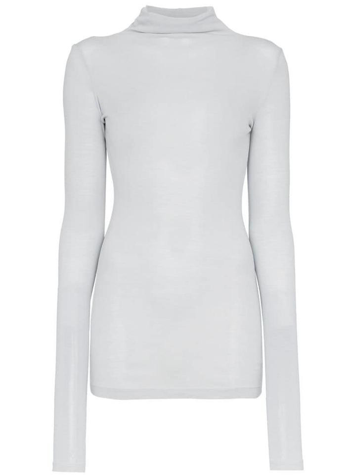 Unravel Project Grey Silk Roll Neck Sweater