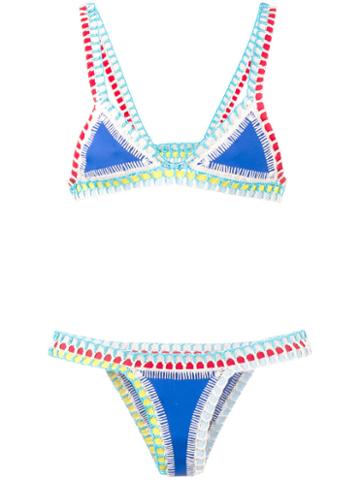 Kiini Crochet Tuesday Bikini, Women's, Size: Large, Blue, Polyester/nylon/spandex/elastane/cotton