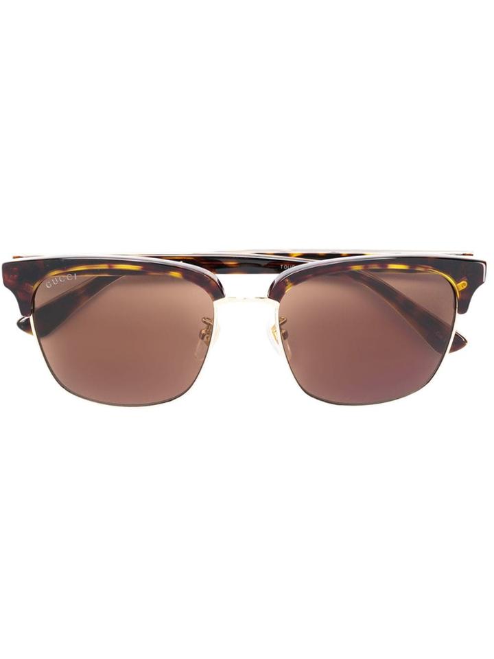 Gucci Eyewear Clubmaster Style Sunglasses - Brown