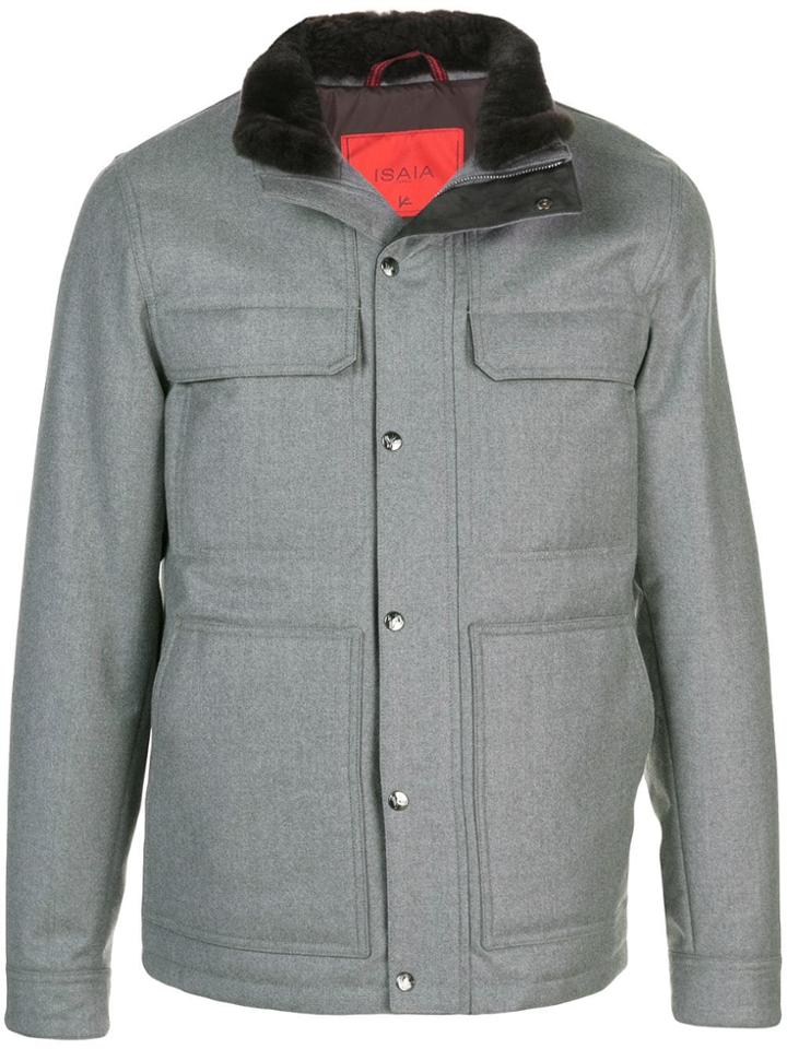 Isaia Wool Windbreaker Jacket - Grey