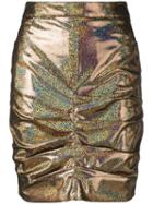 Msgm Holographic Ruched Skirt - Gold