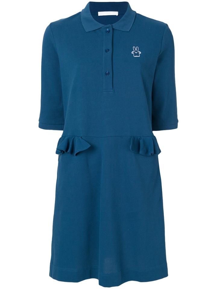 Peter Jensen Frill Trim Polo Dress - Blue