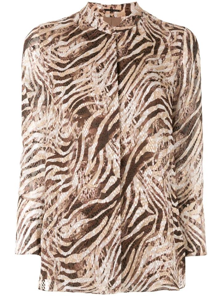 Elie Tahari 'chava' Animal Print Blouse - Brown