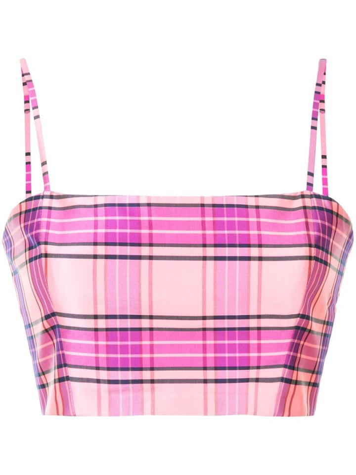 Christian Siriano Plaid Cropped Top - Pink