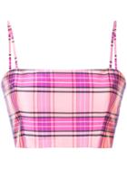 Christian Siriano Plaid Cropped Top - Pink