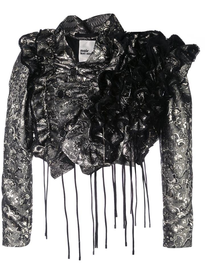 Noir Ruffled Effect Jacket - Black