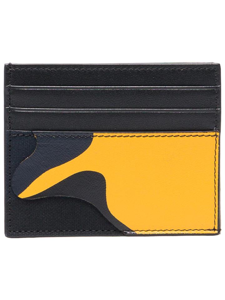 Valentino Camouflage Leather Card Holder - Black
