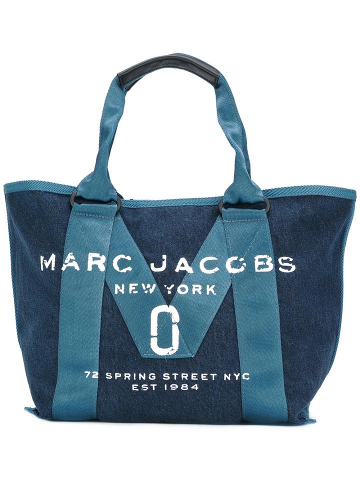 Marc Jacobs Logo Stitch Panel Tote, Women's, Blue, Cotton