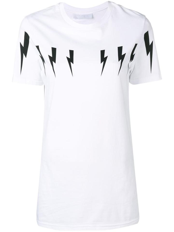 Neil Barrett Lightning Print Oversized T-shirt - White