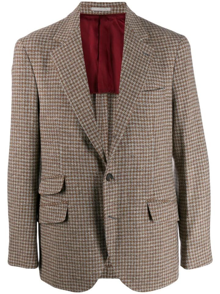 Brunello Cucinelli Houndstooth Blazer - Brown