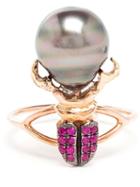 Daniela Villegas Ruby And Pearl Beetle Ring