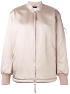 T By Alexander Wang Long Length Bomber Jacket, Women's, Size: 0, Pink/purple, Acetate/polyester/nylon/cupro