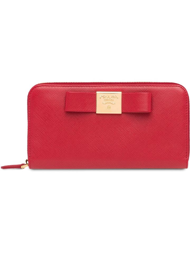 Prada Bow Detail Wallet - Red