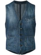 Lardini - Washed Denim Waistcoat - Men - Cotton - 52, Blue, Cotton