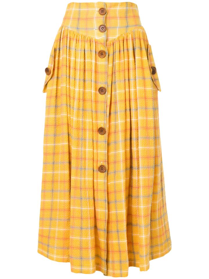 N Duo Checkered Skirt - Yellow & Orange