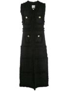 Edward Achour Paris Long Textured Sleeveless Coat - Black