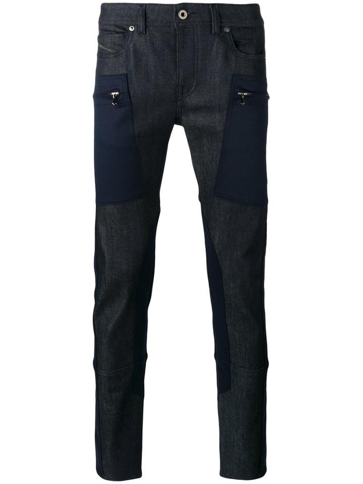 Diesel Black Gold - Zip Patch Jeans - Men - Cotton/polyester/spandex/elastane - 32, Blue, Cotton/polyester/spandex/elastane