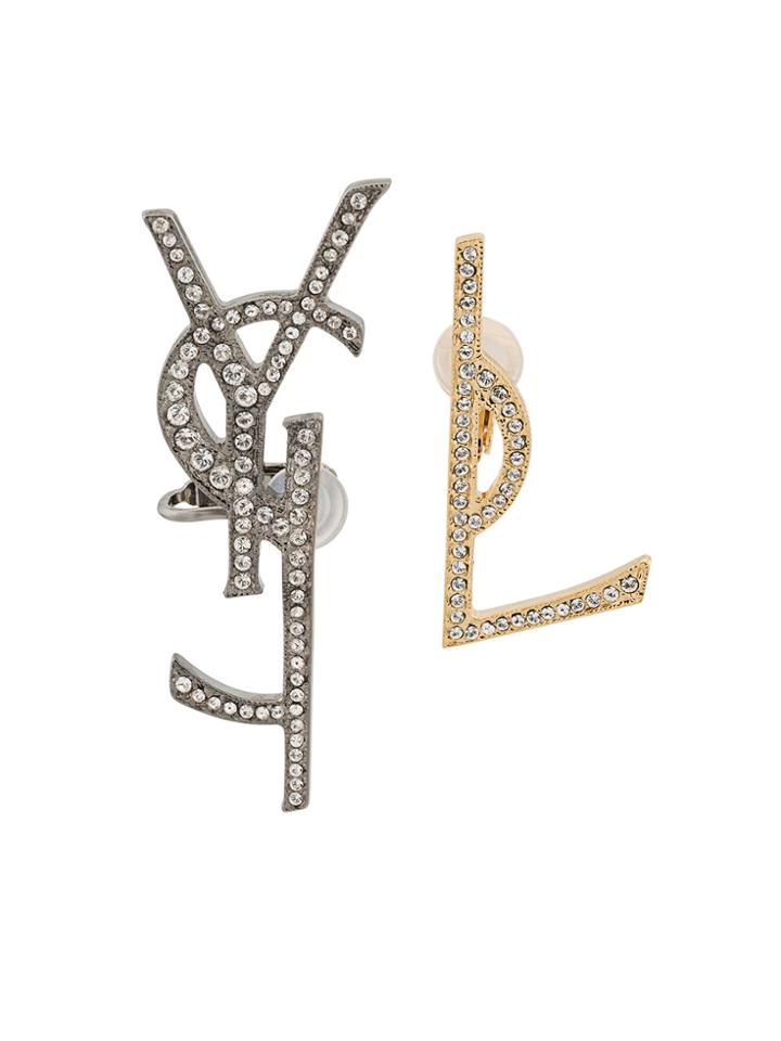 Saint Laurent Logo Earring Set - Metallic